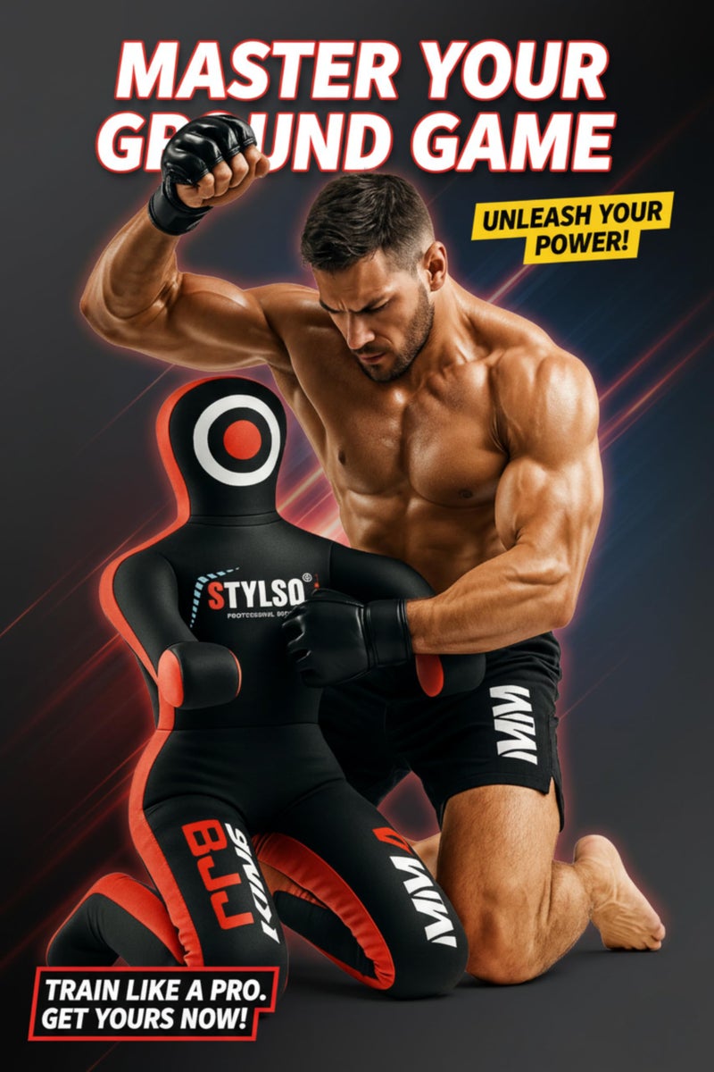 Stylso Un-Filled Grappling Dummy Wrestling Dummy Jiu Jitsu Dummy for BJJ MMA Judo Karate Practice Adult Kids and Youth Training Tackling Dummies - Black, 5ft / 60" - Image 2